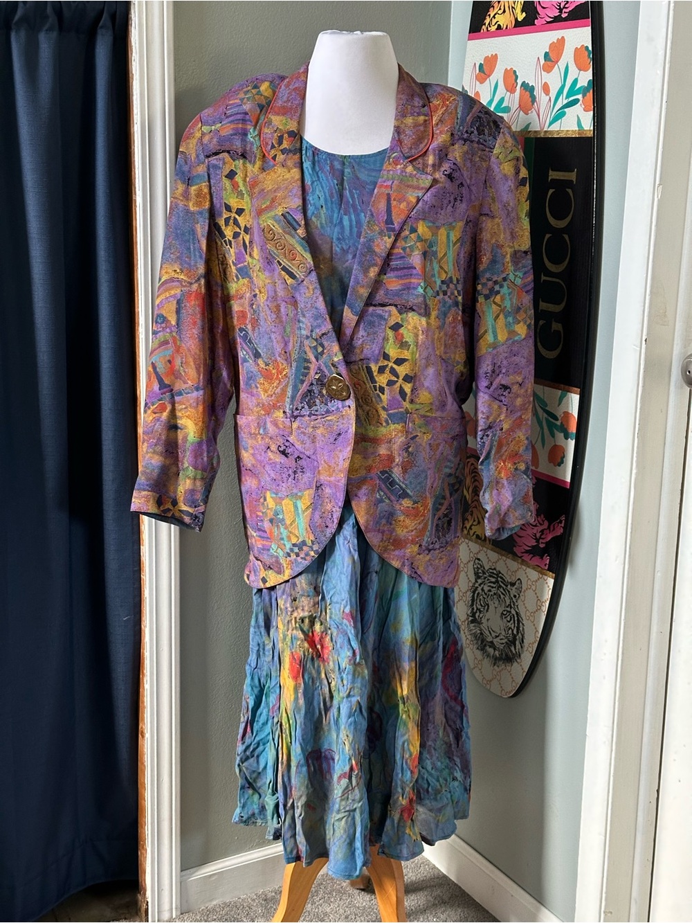 Dorothy Schoelen Platinum Jacket Skirt Set Global Coffeehouse Grandmacore 80s